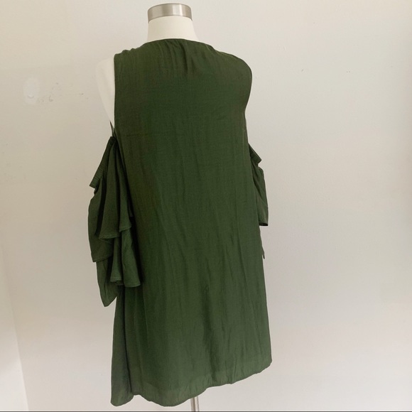 NWT Dark Green Cold Shoulder Boho Dress - Picture 3 of 7